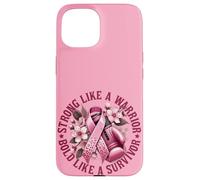 Forte come un guerriero audace come un cancro al seno sopravvissuto Custodia per iPhone 15