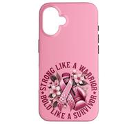 Forte come un guerriero audace come un cancro al seno sopravvissuto Custodia per iPhone 16