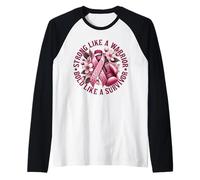 Forte Come Un Guerriero audace Come Un Cancro al Seno Sopravvissuto Maglia con Maniche Raglan