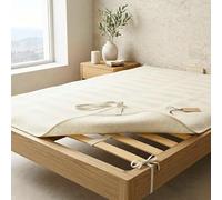 FORTE - Coprirete Matrimoniale in Feltro (160x200 cm) Resistente Dotato di Lacci agli Angoli, Salvaguarda le Pelli Sensibili con Prioprietà Anallergiche ed Antiacaro, Prodotto in Italia