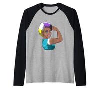 Forte Donna Nera Non Binaria Orgoglio Potere Maglia con Maniche Raglan
