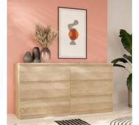 Forte EDMORE 150 160 - Comò moderno con 6 cassetti, in legno di quercia Sonoma, 153,9 cm di larghezza x 79,8 cm di altezza x 42,2 cm di profondità
