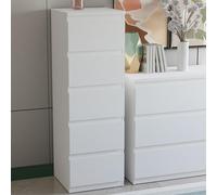 Forte EDMORE 40 50 - Cassettiera verticale moderna con 5 cassetti, in legno bianco, larghezza 41,8 cm x altezza 128 cm x profondità 42,2 cm