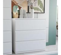 Forte EDMORE 70 80 - Comò moderno con 3 cassetti, in legno bianco, 77,2 cm di larghezza x 79,8 cm di altezza x 42,2 cm di profondità