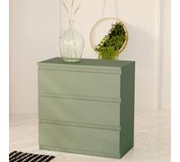 Forte EDMORE 70 80 - Comò moderno con 3 cassetti, in legno di salvia, 77,2 cm di larghezza x 79,8 cm di altezza x 42,2 cm di profondità