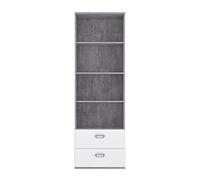 Forte Emily Scaffale con 2 cassetti, in legno, effetto cemento grigio chiaro combinato con bianco, 34,8 x 60,2 x 187,9 cm