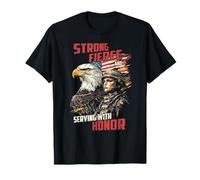 Forte Fierce Servire con Onore Femmina Soldato Design Maglietta