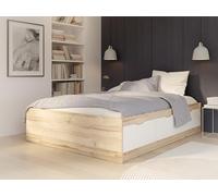 FORTE FINLANDEK - Letto per adulti vankka scandinavo, decorazione in stile cinese e bianco, opaco, 140 x 190 cm