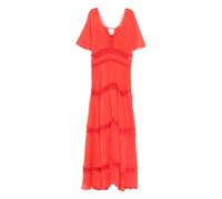 Forte Forte - Abito Maxi con Scollo a V e Maniche Corte con Bordo in Pizzo - - Dresses - Donna - Rosso - S