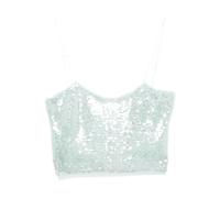 Forte Forte - Canottiera con spalline sottili e paillettes verde chiaro - - Tops - Donna - Blu - S