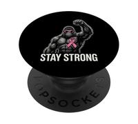 Forte Gorilla Pink Ribbon Awareness Fighter Power PopSockets PopGrip Adesivo