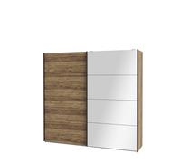 Forte HAYATO Armadio 220, armadio con specchio, armadio industriale a 2 porte, armadio per camera da letto grande, decorazione in legno: abete alpino/nero, 220,1 larghezza x 210,5 altezza x 61,2