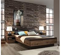 Forte Jacky Letto, in legno, rovere nobile/rovere nobile con testo/rovere nero, L x A x P: 219,8 x 90,2 x 242,2 cm