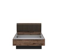 Forte JACKY Letto per ragazzi, superficie 120 x 200 cm, in legno, rovere fango Script/rovere nero, 126,4 x 87,7 x 209,6 cm