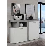 Forte JULEDA - Comò P x A x P: 128,4 x 91,5 x 33,8, in legno, rovere nordico grigio/bianco, grande