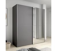 Forte KAIKAIS Armadio 170, armadio con specchio, ante sospese, camera da letto industriale, 2 ante, mensole, asta appendiabiti, tinta unita, decorazione in legno, 170 cm di larghezza x 191 cm di