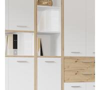 Forte KEFLAVIK Libreria 40 50 - Mensola moderna per ufficio con 2 ripiani e anta dell'armadio, in legno di quercia artisana, colore: bianco, 44,8 cm di larghezza x 226,5 cm di altezza x 41,5 cm di