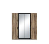 Forte Leonard Armadio 200 cm, Armadio con specchio, Armadio con ante girevoli, stile industriale, a 4 porte, in legno, decorazione: Flagstaff rovere/nero, 200,3 larghezza x 210,5 altezza x 54,2