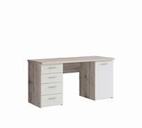 Forte Net 106 Scrivania con 4 cassetti e 1 Anta, in Legno, Rovere Sabbia + Bianco, 145 x 60 x 76,3 cm