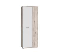 Forte Net106 Mobile Multifunzione con 2 Ante, Materiale derivato Legno, Rovere sabbiato e Bianco, 68,90 x 34,79 x 179,1 cm