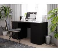 Forte NET106 - Scrivania 150, scrivania nera con 1 anta e 4 cassetti, moderna casa, ufficio, camera dei ragazzi, tavolo da computer, in legno, nero, 150 cm di larghezza x 76 cm di altezza x 60 cm di