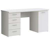 Forte Net106 Scrivania con 4 cassetti e 1 Anta, in Legno, Bianco Opaco, 145 x 60 x 76,3 cm