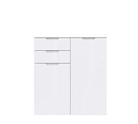 Forte NEWFACE Forte Sienna Cassettone a 2 Ante e 2 cassetti, in Legno derivato, Bianco e Bianco Lucido, 109,9 x 34,1 x 116,9 cm