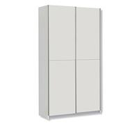 Forte Ohio 40 armadio multiuso moderno bianco, a 2 ante con ripiani, armadio scorrevole, armadio guardaroba, in legno, bianco opaco, 120 cm di larghezza x 42 cm di profondità x 190,5 cm di altezza