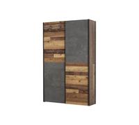 Forte Ozula Armadio elegante multifunzione, in legno derivato, arredamento in stile Old Wood Vintage con finitura effetto cemento, Grigio, 120 x 42 x 190,50 cm