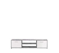 Forte Paco Mobile Base TV a 2 ante, in legno derivato, effetto cemento grigio chiaro e bianco, 38 x 160 x 42 cm