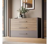 FORTE PEMBURY - Credenza moderna 125 con 3 ampi cassetti, grigio fango/scuro, larghezza 122,6 cm x altezza 84,5 cm x profondità 52,7 cm