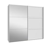 Forte PENKRIDGE Armadio 220, Armadio in stile rustico con ante sospese con specchio, 2 ante, grande grigio chiaro, 220,1 larghezza x 210,5 altezza x 61,2 profondità