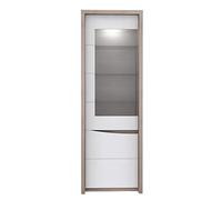 Forte Saint Tropez Vetrina con cerniera a sinistra e 2 ante, in legno derivato, bianco lucido combinato con rovere sabbia, 42 x 63 x 190 cm
