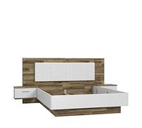 Forte Sirius Black Letto con 2 comodini, superficie di riposo 160 x 200 cm, in legno, rovere nodoso combinato con bianco opaco, 287,6 x 123,8 x 209,9 cm