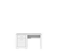 Forte Snow Scrivania con 1 anta e 1 cassetto, in legno, bianco opaco, 138 x 75,9 x 67,4 cm