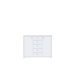 FORTE Tempra 2 Cassettone a 2 ante e 5 cassetti, materiale a base di legno, bianco, L x A x P: 108,8 x 85,5 x 34,8 cm