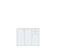 FORTE Tempra 2 Cassettone a 3 ante e 2 cassetti, materiale a base di legno, bianco, L x A x P: 108,8 x 85,5 x 34,8 cm