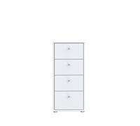 FORTE Tempra 2 Cassettone a 4 cassetti, materiale a base di legno, bianco, L x A x P: 38,6 x 85,5 x 34,8 cm