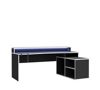 Forte TEZAUR Scrivanie per computer, in legno, bianco/nero, L x A x P: 200 x 91,1 x 125,4 cm