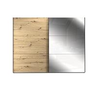Forte TRONDHEIM Armadio ad ante scorrevoli con 1 anta normale e 1 anta a specchio, in legno derivato, rovere artigianale, 269,8 x 210,5 x 62,9 cm