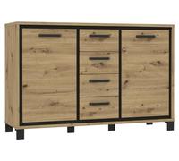 Forte TRONDHEIM - Credenza con 4 cassetti e 2 ante, in legno di quercia artisan/rovere nero, larghezza 138,4 x altezza 91,3 x 41,5 cm