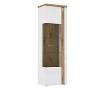 Forte Tuluza Vetrina con 1 anta in vetro, in legno, bianco combinato con rovere Artisan e bianco lucido, 66,5 x 196 x 43,2 cm