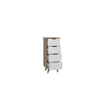 Forte VANKKA Comò con 4 cassetti, in legno, rovere Planked/bianco, 45 x 108,7 x 42 cm