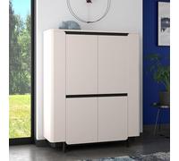 Forte VODOL Highboard 130 moderna con 4 ante e design ad angoli arrotondati, materiale in legno, sabbia, larghezza 130,3 cm x altezza 161,1 cm x profondità 44,8 cm