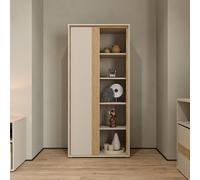 Forte WEXLIN 75 80 - Mensola moderna con 1 anta e 8 ripiani, in legno di sabbia, 76,3 cm di larghezza x 164,9 cm di altezza x 50,2 cm di profondità