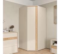 Forte WEXLIN - Armadio angolare 90 95, moderno con porta armadio, camera dei bambini e dei ragazzi, cashmere, beige, decorazione in legno di quercia, 92,2 cm di larghezza x 193,7 cm di altezza x 92,2