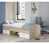 Forte Winnie Letto per ragazzi, superficie di riposo 90 x 200 cm, in legno, rovere Sonoma/bianco, L x A x P: 96 x 65 x 206,4 cm