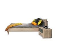 Forte Yoop Letto per ragazzi, superficie di riposo 90 x 200 cm, in legno, rovere Sonoma combinato con grigio opaco, 203,5 x 94 x 50 cm