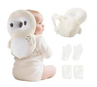 Fortella Protezione Testa Zaino del Bambino, Cuscino Regolabile Anticaduta Primi Passi per Bambini 5-24M, Neonati Zainetto Protettivo Sicurezza per Camminare, con Calzini e Ginocchiere (Gufo)