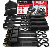 FORTEM Cinghie a Cricchetto, Resistenza fino a 1043 Kg, Set da 4 Cinghie di Fissaggio da 4,57 m, 4 Maniglie Morbide, Cinghie Fissaggio per Moto, Ganci in Metallo Rivestiti, Custodia Inclusa (Nero)